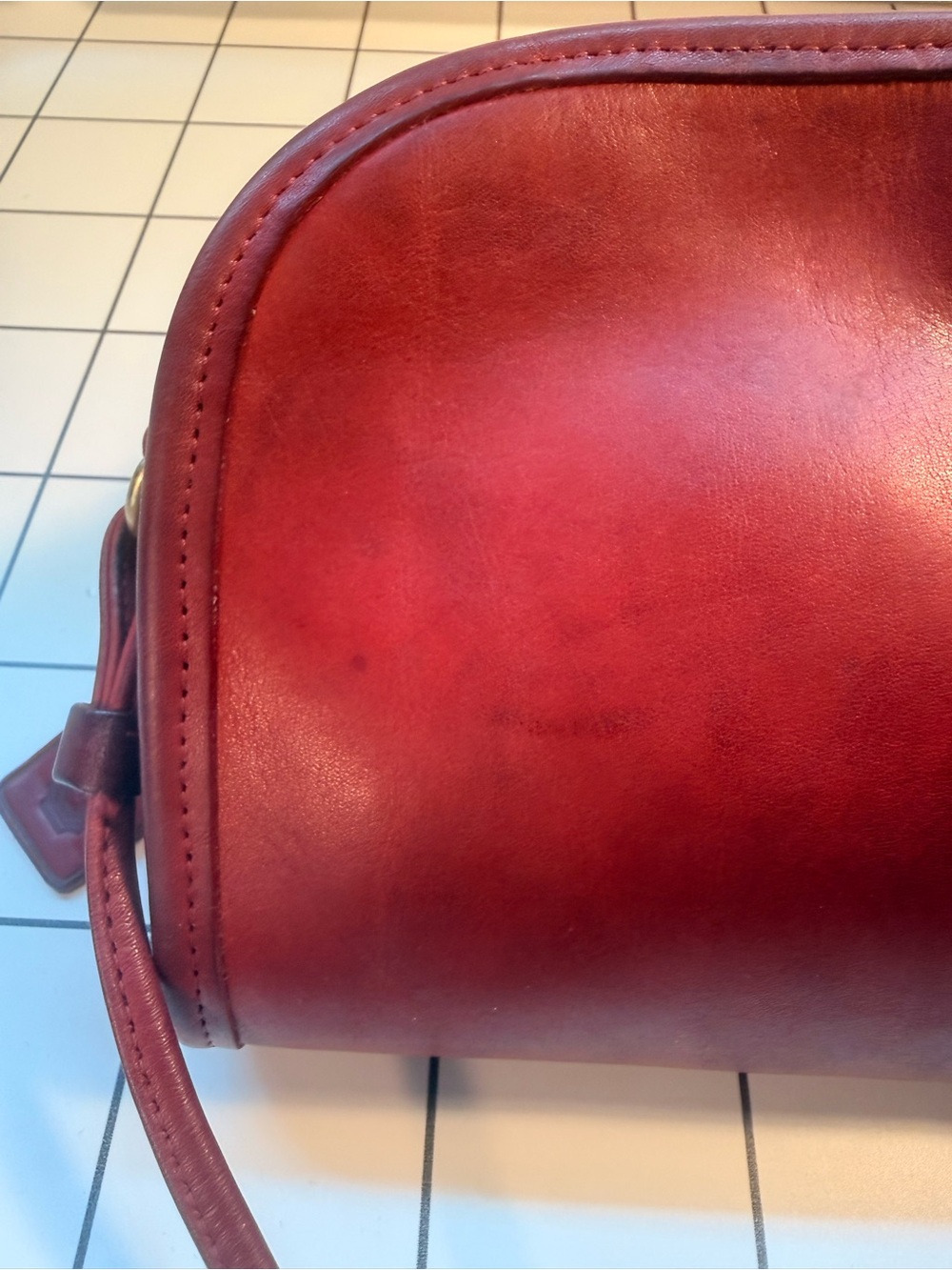 Vintage Coach 9017 Abbie Zip crossbody bag red leather 1997 - project bag - Picture 8 of 16